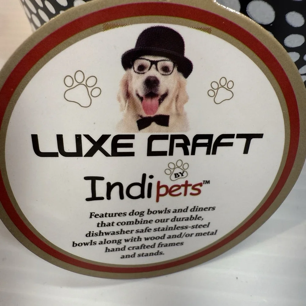 Indipets Stainless Steel Dog Bowl With Wooden Ring Rust Proof Luxe Craft 5 Inch